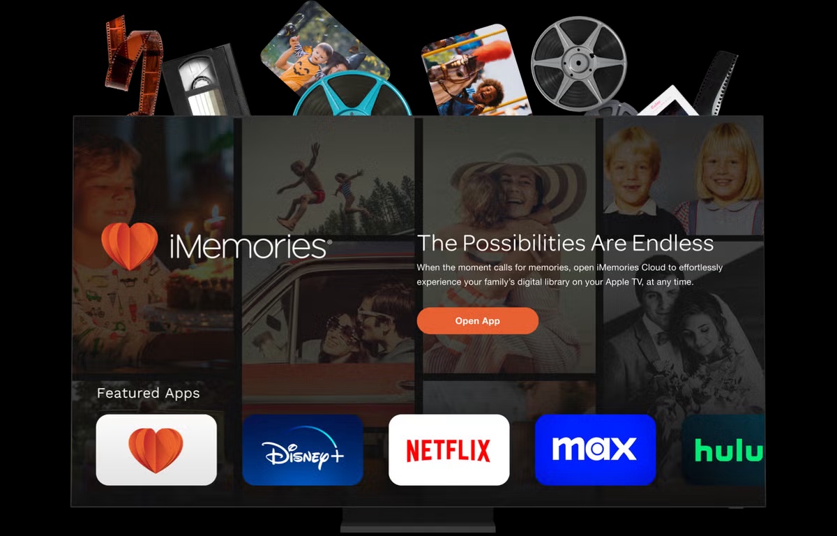 iMemories style digital memory viewing experience on a television
